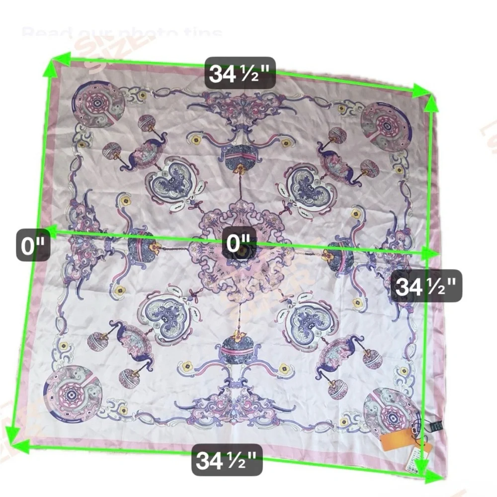 Wensli Silk Scarf NWT Pink Purple Fairy Print Square 34.5” Double-Sided NEW
